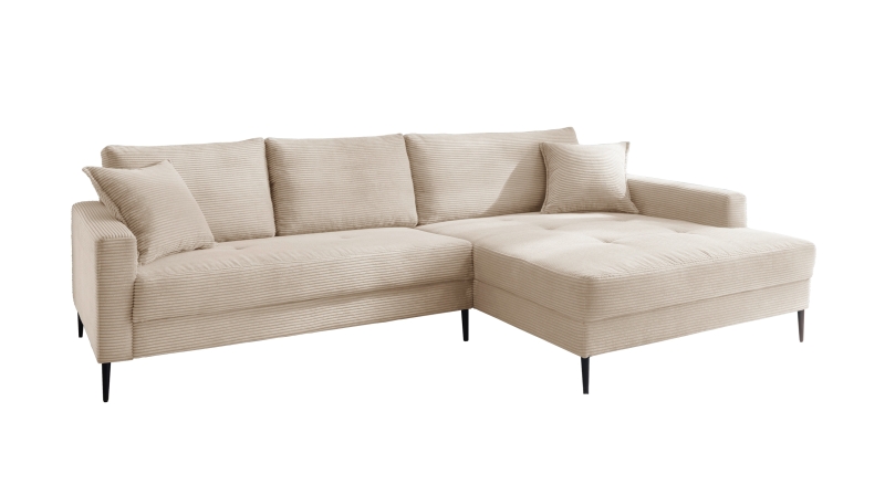 Ecksofa Cord creme 276 x 173 cm - OT rechts - SUMMER