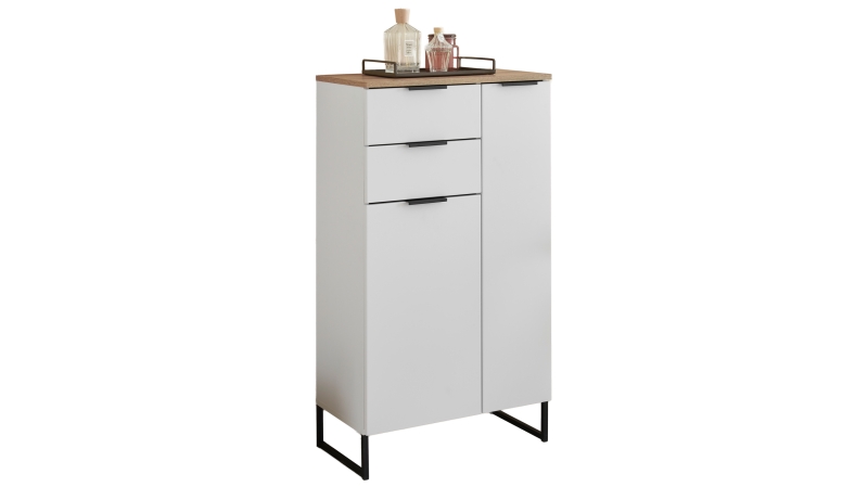 Bad Unterschrank weiß Eiche 60 cm - 2 Schubladen - DALIA