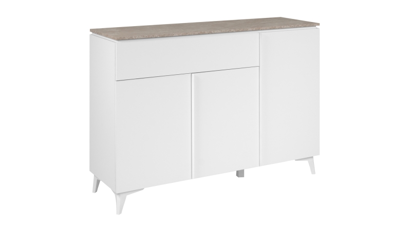 Kommode Schublade weiß - Sandstein 133 cm - BERTRIX