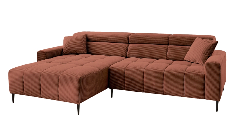 Ecksofa Cord rost ausziehbar - Sitztiefenverstellung 256 cm - OT links - SIMPLE