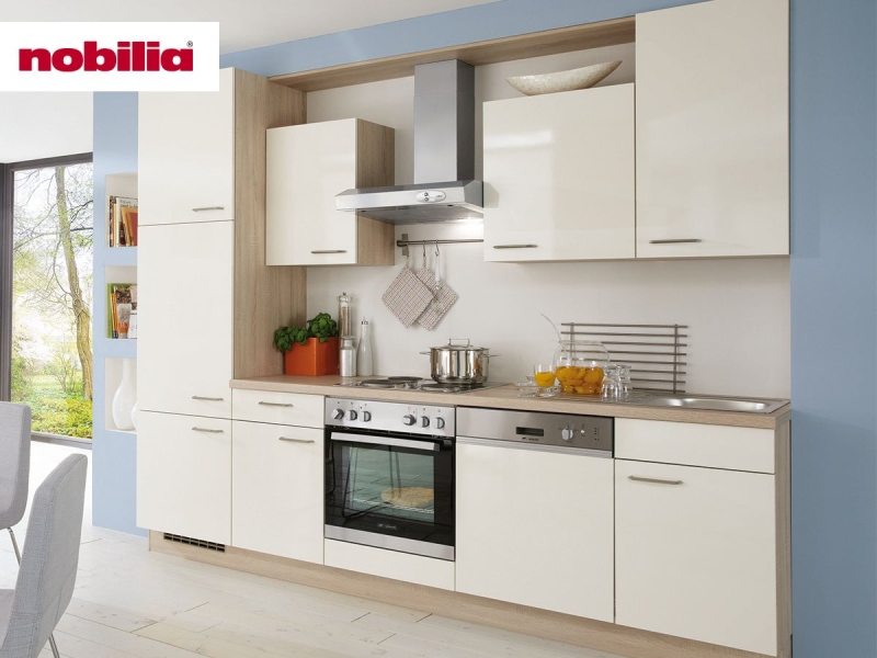 Küchenzeile 280 cm - mit Geräten - Küchenfronten Lack Hochglanz- FLASH