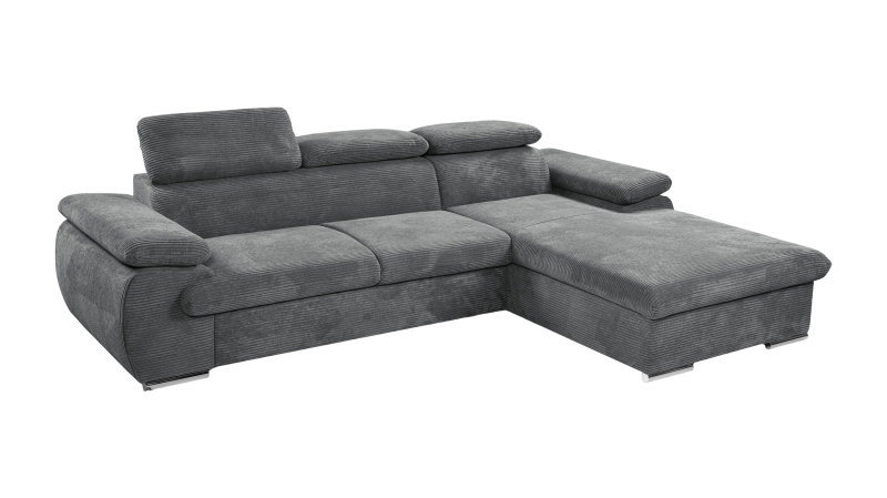 Ecksofa Cord anthrazit Schlaffunktion Bettkasten 284 x 196 cm - CINDY