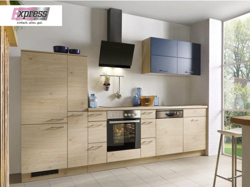 Küchenzeile 330 cm - inkl. Elektrogeräte - Küchenfronten matt - PLAN/WIN