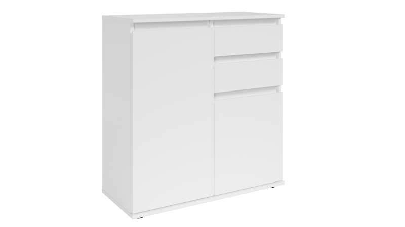 Kommode mit 2 Schubladen weiß 80 x 35 cm - 2-türig - BRESTA