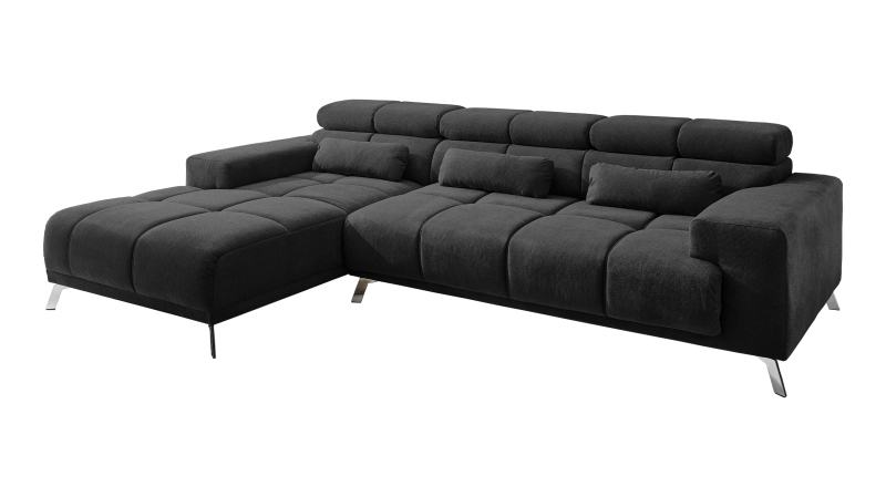 Ecksofa schwarz ausziehbar - Sitztiefenverstellung 285 cm - OT links - SPEED