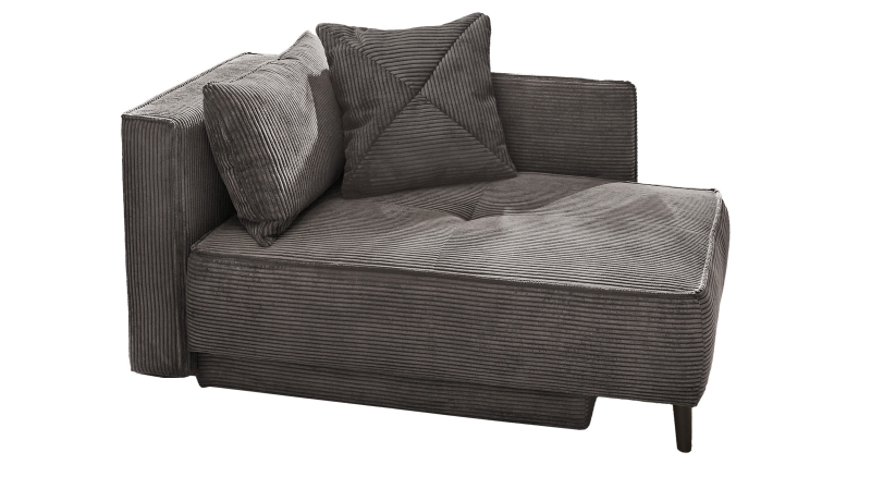 Einzelsofa Cord grau 155 cm Recamiere mit Schlaffunktion - REX