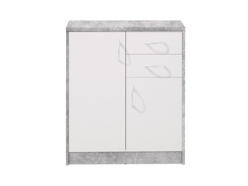 Kommode mit 2 Schubladen Betonoptik - weiß 74 cm - OPTIMUS