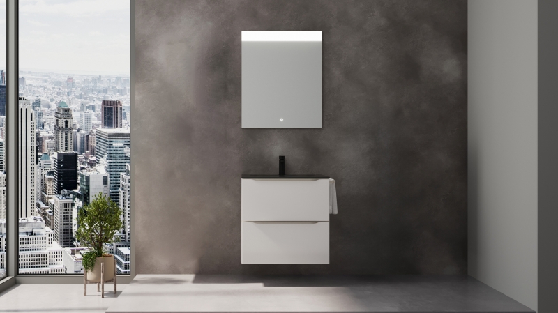 Badmöbel-Set weiß Glanz - 2-Teile - Waschtisch 60 cm - FRANA