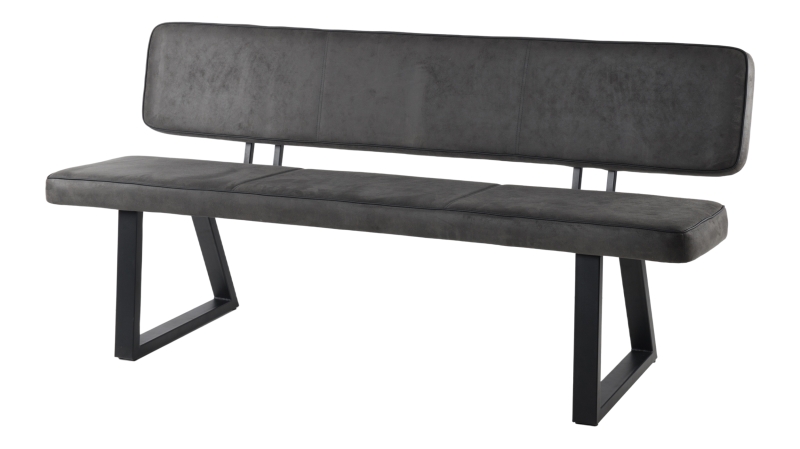 Sitzbank mit Rückenlehne 180 cm Microfaser anthrazit Bank - TARA 