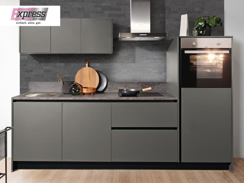 Küchenzeile 263,2 cm - mit Geräten - Küchenfronten matt - WIN