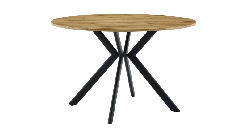 Esstisch rund Wildeiche 120 cm Sterngestell schwarz - YARA