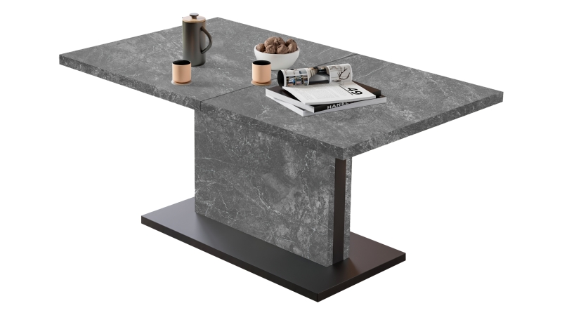 Couchtisch ausziehbar - grau - 120/160 cm - höhenverstellbar - LIFT