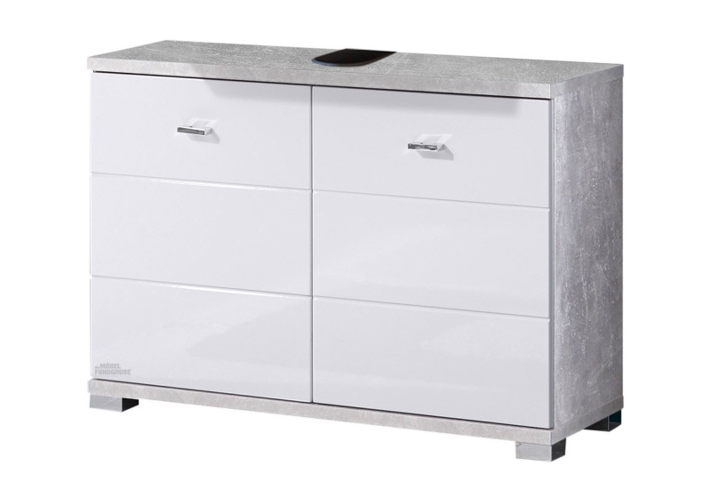 Waschbeckenunterschrank Betonoptik - weiß 80 cm - POOL