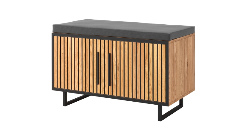 Garderobenbank mit Stauraum Eiche teilmassiv geölt 82 cm - BELLA