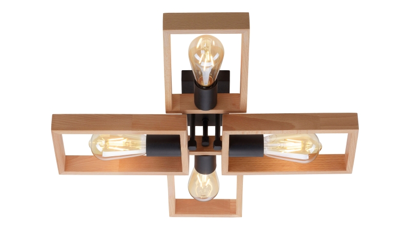 Deckenleuchte schwarz -  Akazie massiv 57 cm - FRANKY