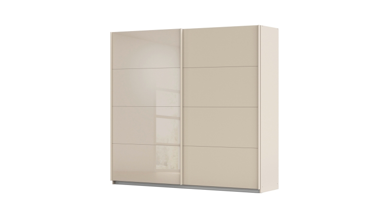 Schwebetürenschrank beige Glas 226 cm 2-türig - rauch - QUADRA