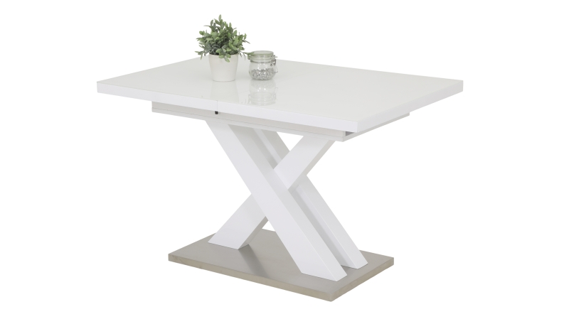 Esstisch ausziehbar 120-160 cm in Weiß Hochglanz - ELVIRA
