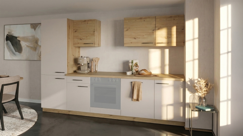 Küchenzeile - cashmere - Artisan Eiche - 280 cm - ohne Elektrogeräte - ANNA