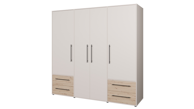 Kleiderschrank beige Artisan Eiche - 206 cm - 4 Türen - MOKKARIS