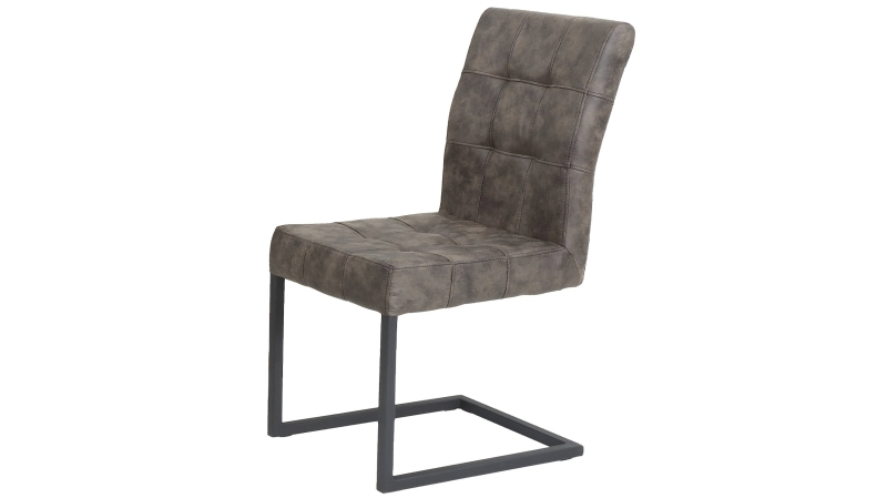 Schwingstuhl für Esszimmer braun in Lederlook  - DONNA