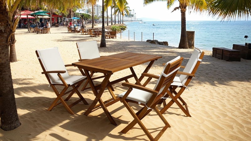 Gartenmöbel Set 5 tlg massiv Akazie Tisch 120 cm - LIAN