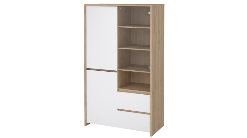 Vitrine mit Glastür weiß hochglanz Jackson Hickory B 100 cm - NEXT