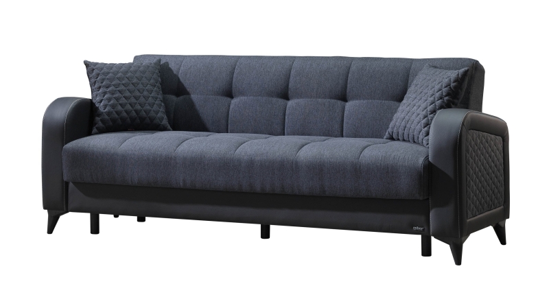 Einzelsofa anthrazit Schlaffunktion ausziehbar 3-Sitzer 220 cm - RIZA