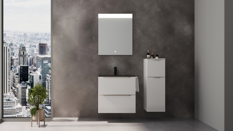 Badmöbel-Set weiß Glanz - 3-Teile mit MS - Waschtisch 60 cm - FRANA