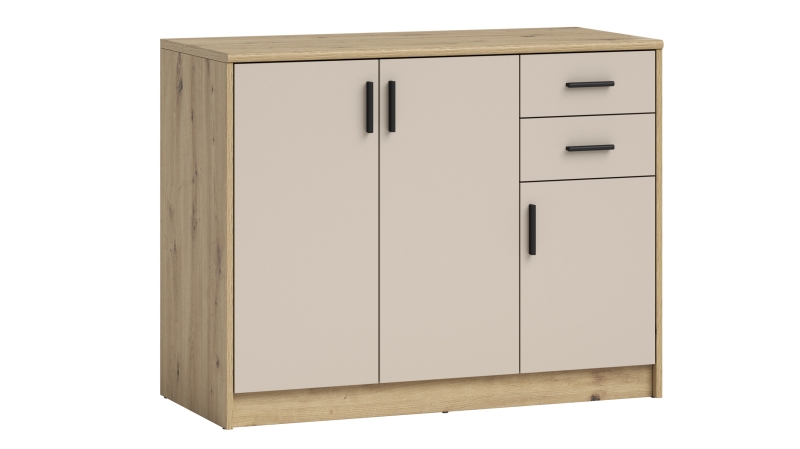 Kommode mit 2 Schubladen beige - Artisan Eiche 109 x 50 cm - NELLY