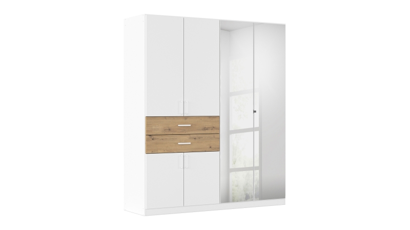 Kleiderschrank mit Spiegel - weiß - Artisan Eiche - 181 cm - MAIKA 