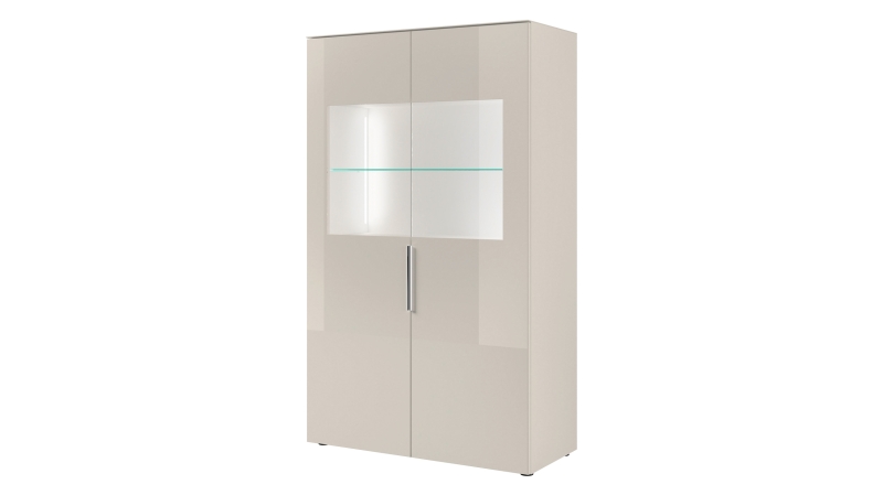 Vitrine mit Beleuchtung kaschmir-beige Glasfront - 90 cm - SANTORIN
