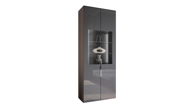 Vitrine mit Beleuchtung anthrazit - Glasfront - Breite 75 cm - SANTORIN