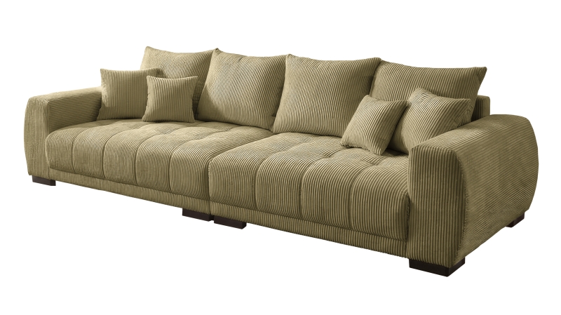 Big Sofa Cord grün mit Nosagunterfederung 300 cm - ARTEMIS