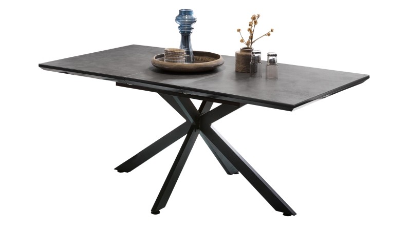 Esstisch 140 - 180 cm ausziehbar Keramikoptik Glas - JORUNN