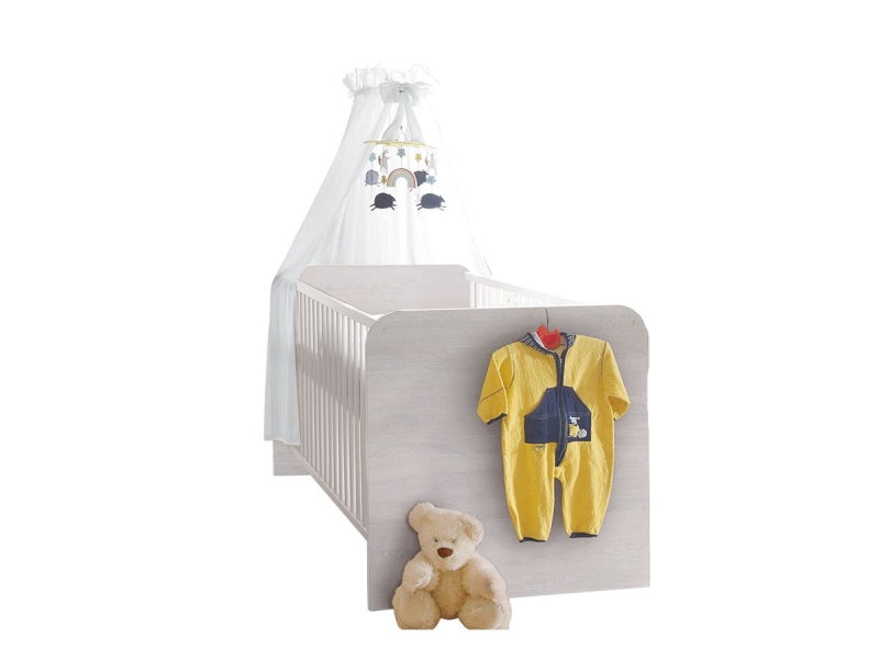 Babybett 70 x 140 cm Einzelbett Pinie weiß - LUCA