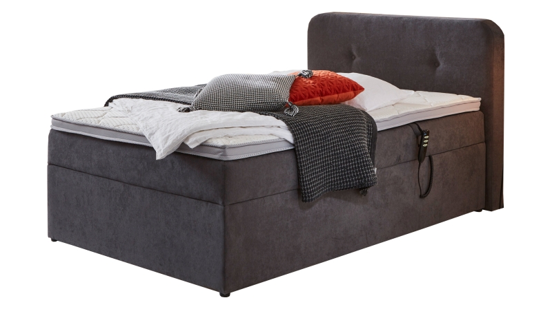 Boxbett 100 x 200 cm grau Bettkasten - elektrisch  - GABRIOLA