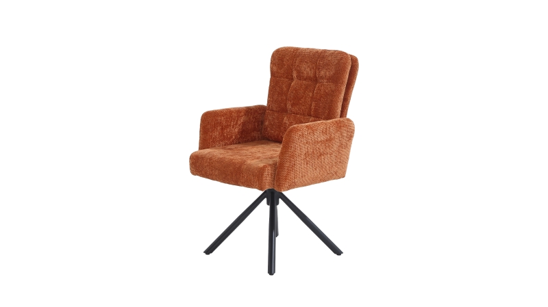 Armlehnstuhl orange Drehstuhl Taschenfederkern Chenille - HEDIA