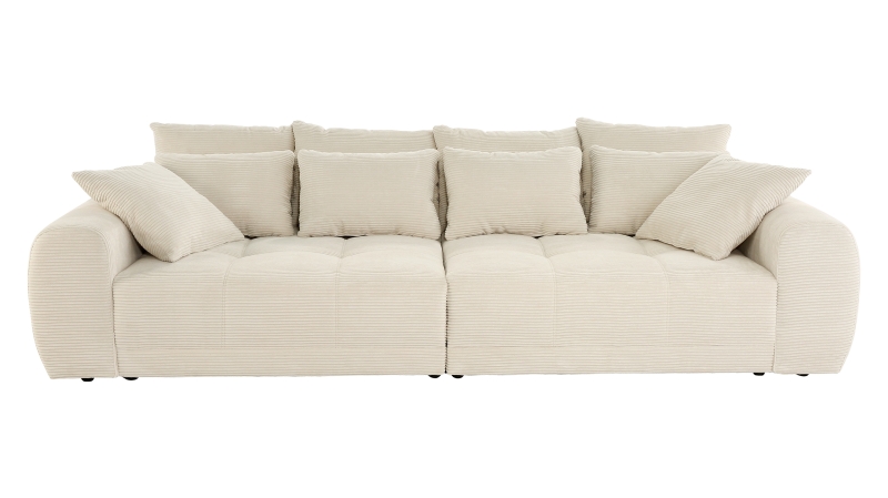 Big Sofa Cord beige - 308 cm Federkernpolsterung - JANNI