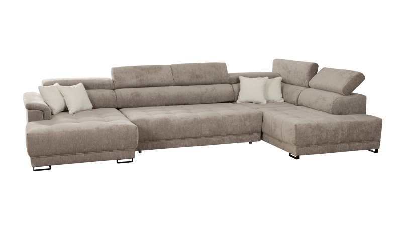 Wohnlandschaft taupe ausziehbar - Sitztiefenverstellung - BENEVENTO