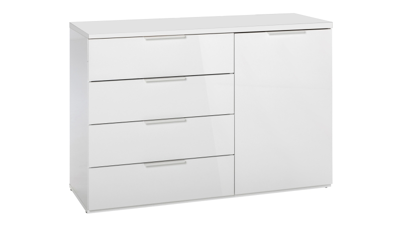 Kommode weiß hochglanz 120 x 83 cm 4 Schubladen - MUNDI