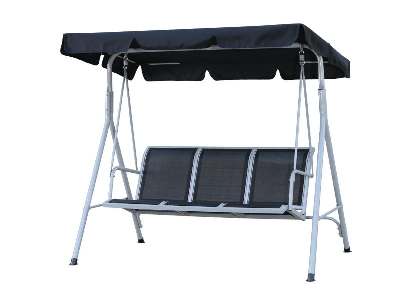 Hollywood-Schaukel 3-Sitzer schwarz Breite 170 cm - KIRAN