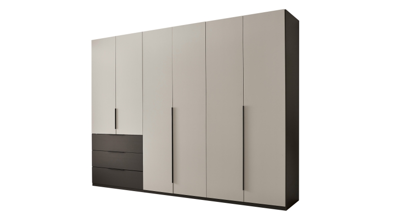 Kleiderschrank hellgrau - graphit - 300 cm - NUKA 