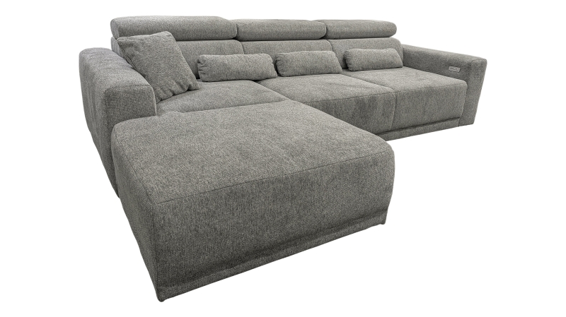 Ecksofa grau elektrisch ausfahrbar 285 cm - OT links - CASSIO 