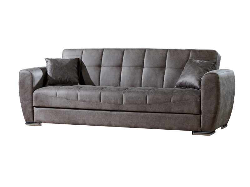 Schlafsofa grau Bettkasten ausziehbar Federkern 229 cm - OSMA