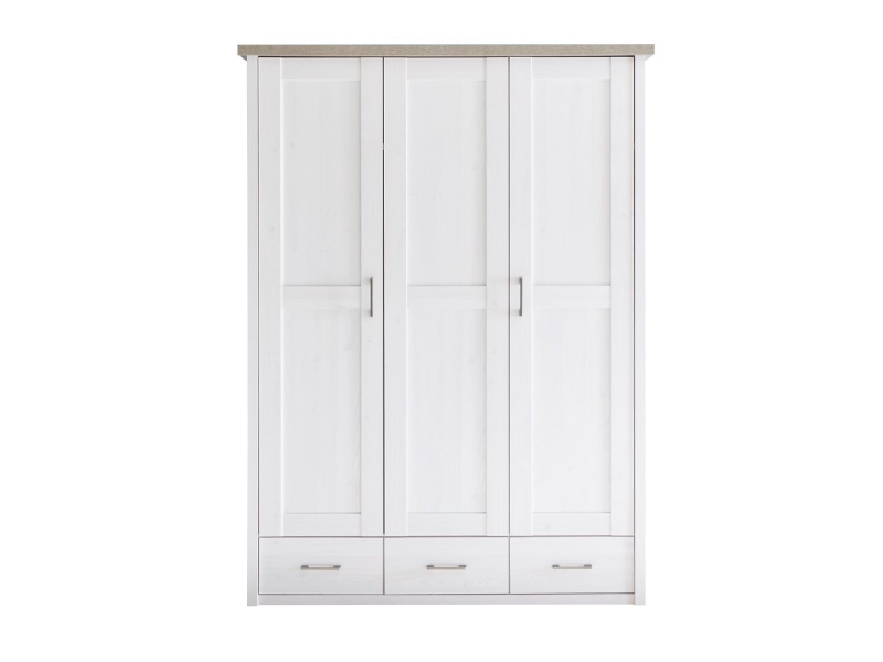 Kleiderschrank Pinie weiß - Trüffel - 148 cm - Landhaus LUCA