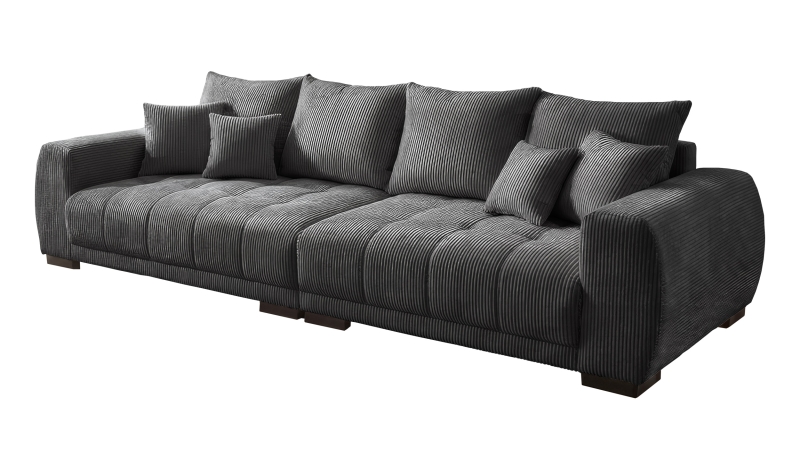 Big Sofa Cord grau mit Nosagunterfederung 300 cm - ARTEMIS