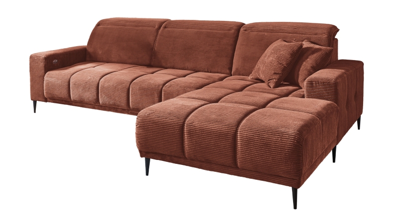 Ecksofa Cord rost ausziehbar - Sitztiefenverstellung 286 cm - OT rechts - MARISOL