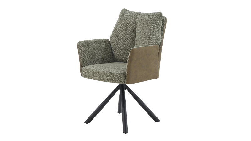 Armlehnstuhl grün Webstoff Microfaser Taschenfederkern - SHELBY