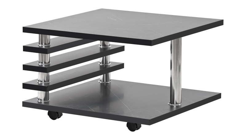 Couchtisch schwarz 65 x 65 cm Marmoroptik - ALVARO