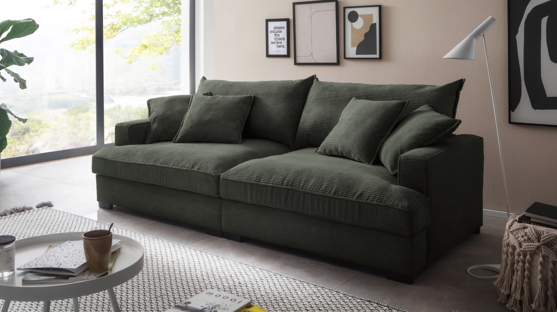 Big Sofa Cord Grun